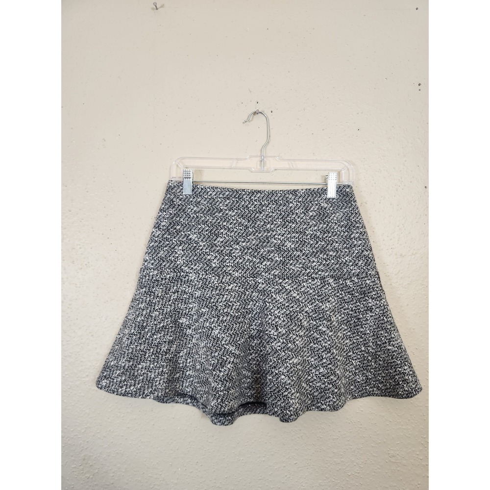LOFT Tweed Skater Mini Skirt Black White Textured Career Casual SP